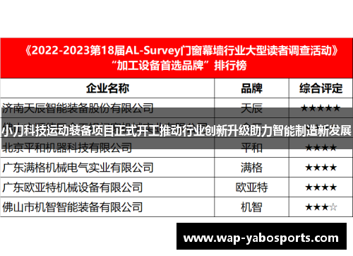 小刀科技运动装备项目正式开工推动行业创新升级助力智能制造新发展